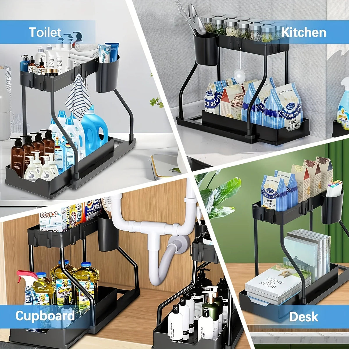 BuzHome™2-Tier Under Sink Organizer - Pull Out Storage