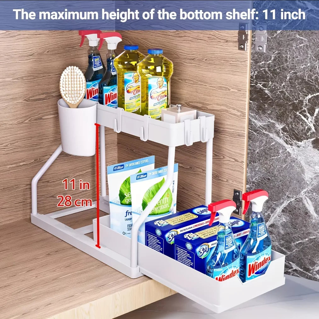 BuzHome™2-Tier Under Sink Organizer - Pull Out Storage