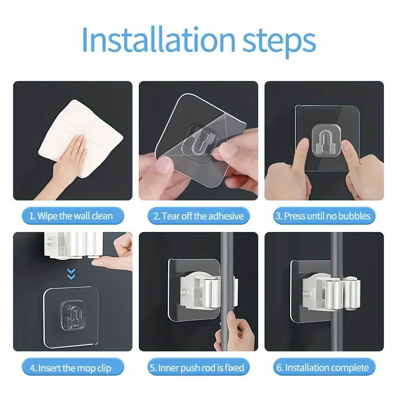 BuzHome™ Mop & Broom Holder - No Drill