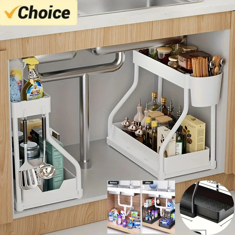 BuzHome™2-Tier Under Sink Organizer - Pull Out Storage