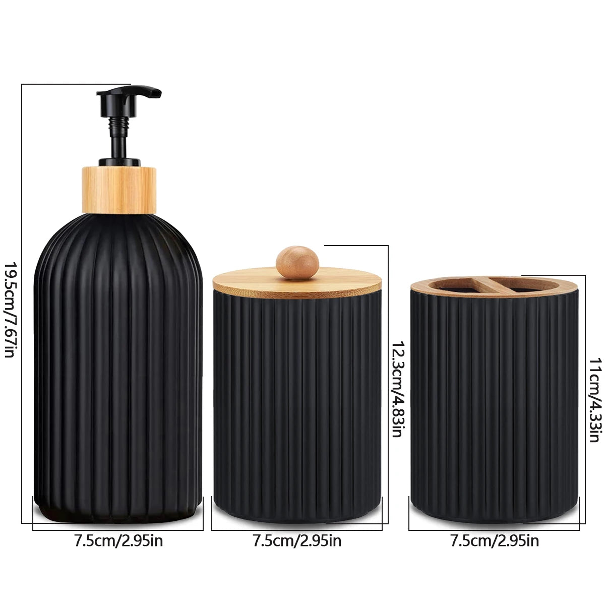 BuzHome 3-in-1 Bathroom Countertop Organizer Set
