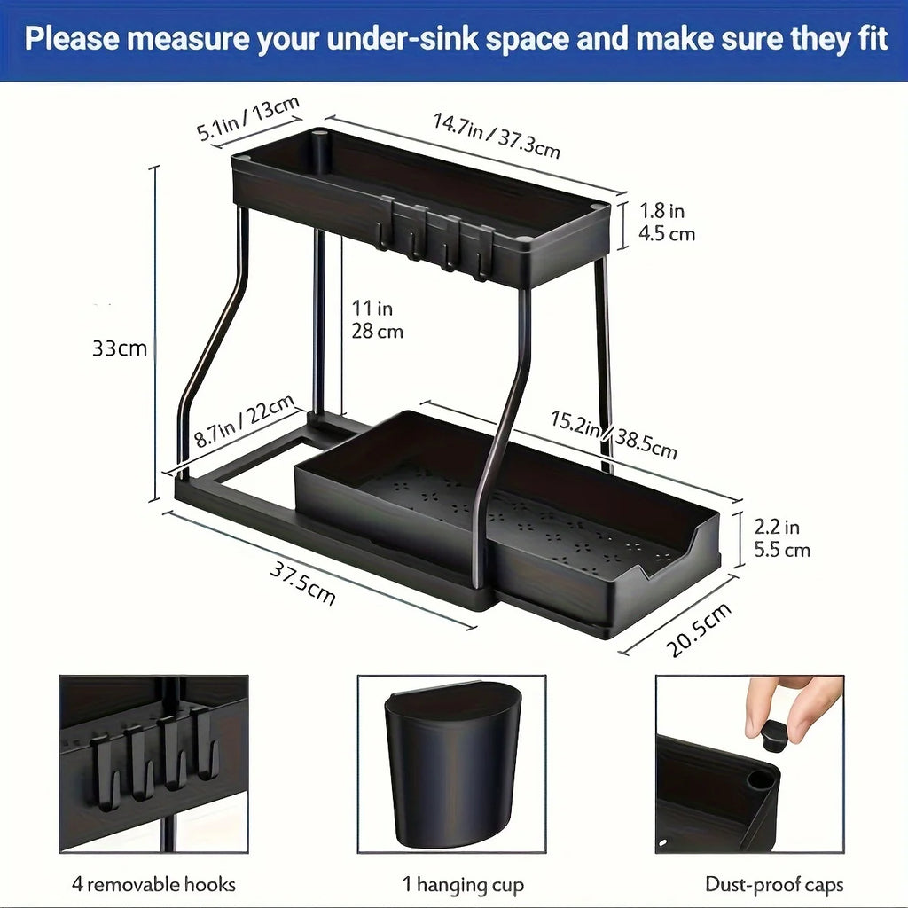 BuzHome™2-Tier Under Sink Organizer - Pull Out Storage