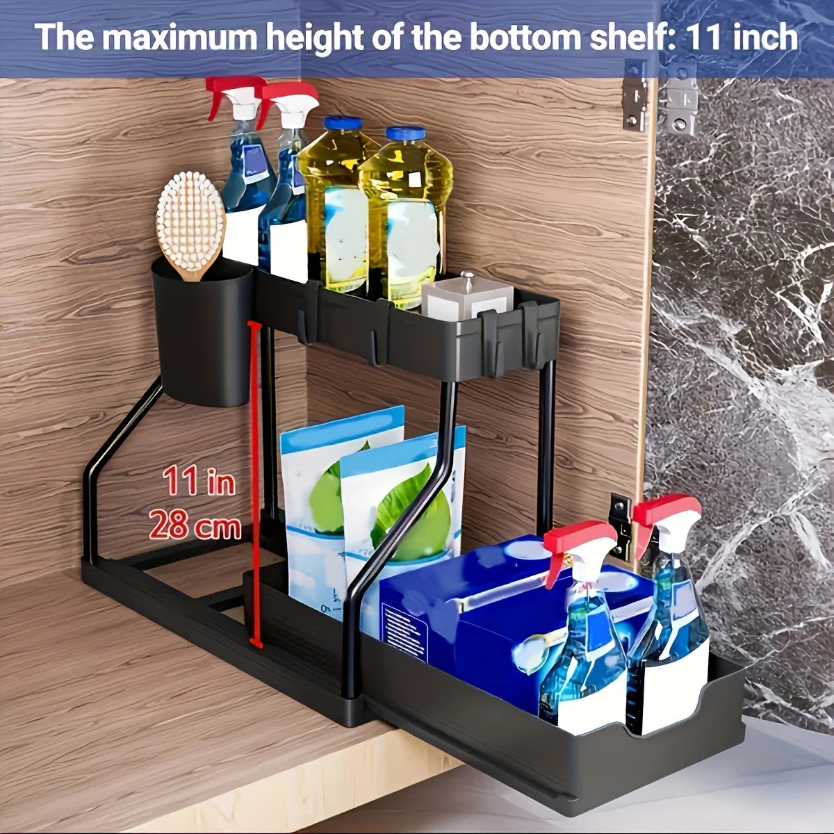 BuzHome™2-Tier Under Sink Organizer - Pull Out Storage