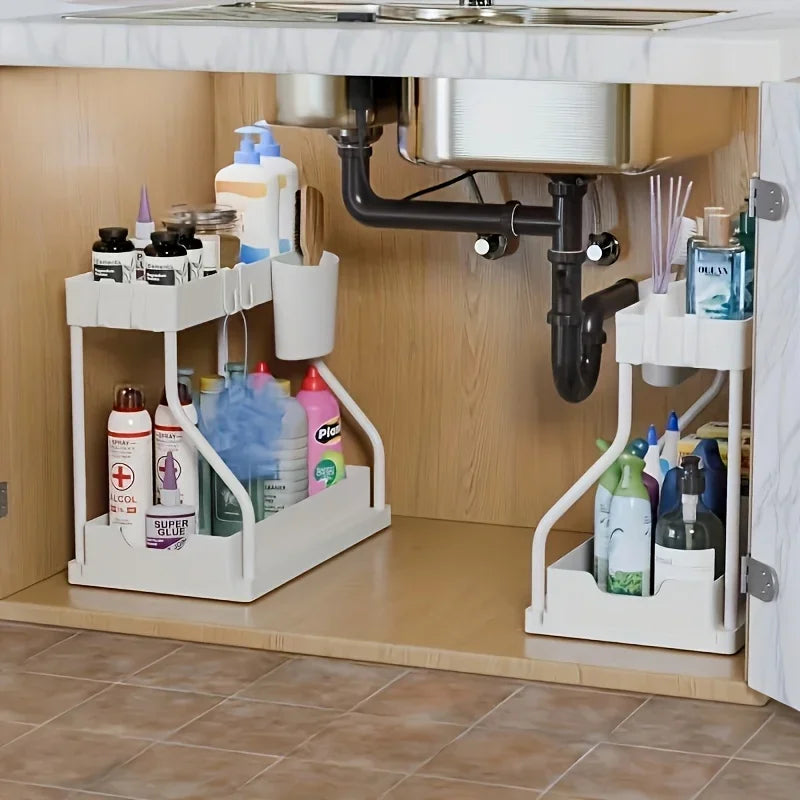 BuzHome™2-Tier Under Sink Organizer - Pull Out Storage